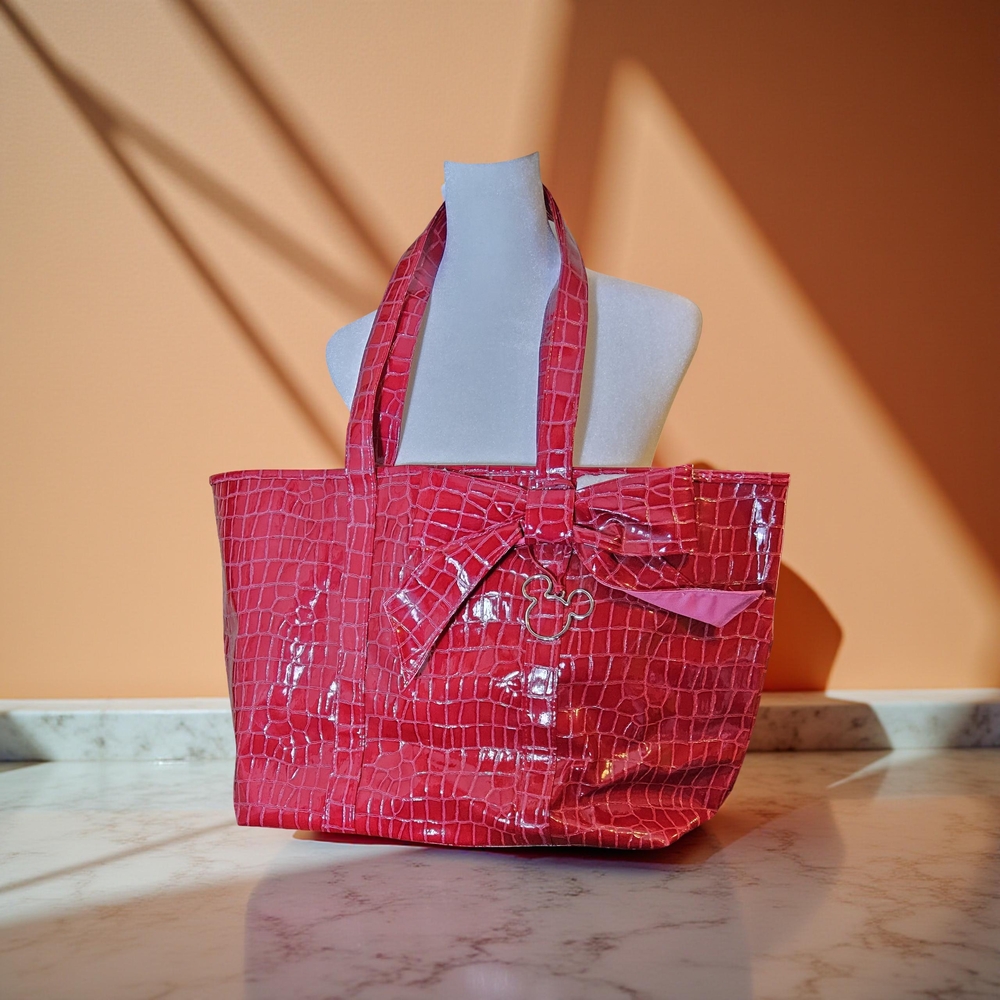 Preloved but looks new Disney Mickey Mouse Tote Bag with Red Croc Glossy Finish